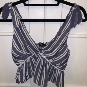 Olivaceous Blue & White Stripe Crop Top